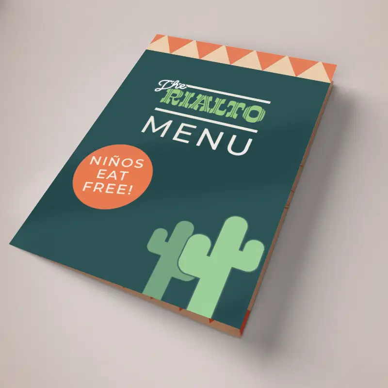 Custom printed creased menus - delivered flat ready to fold for easy storage