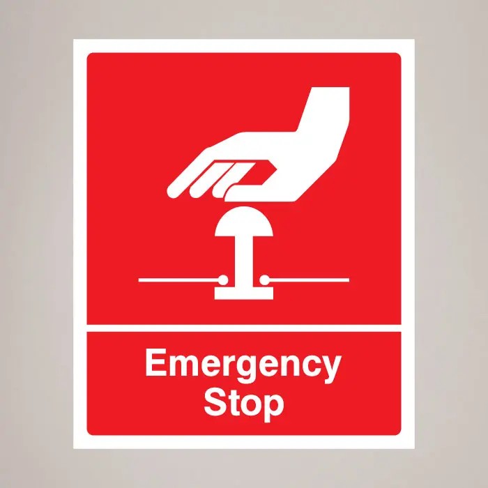 Emergency Stop Safety Signage - Red