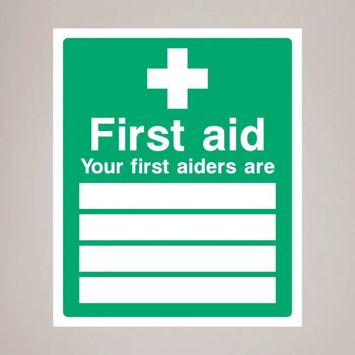 First Aiders List Safety Signage