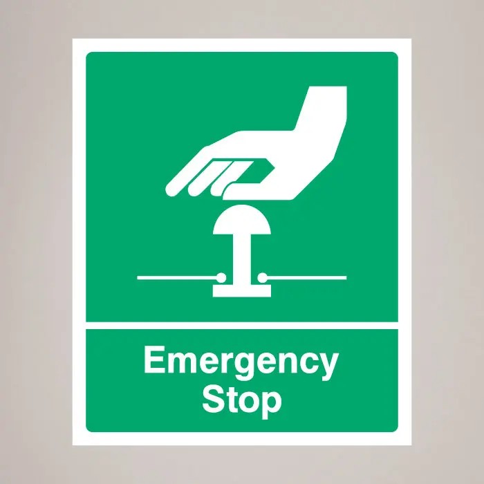 Emergency Stop Safety Signage - Green