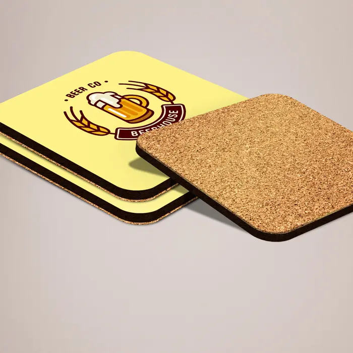 Personalised Coasters. 3mm mdf base with 1mm additional cork layer