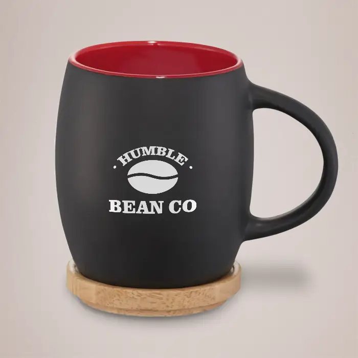 Hearth 400ml Ceramic Mug with Wooden Coaster