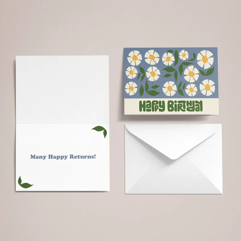 Custom Printed Greeting Card with Envelope – Open and Closed View