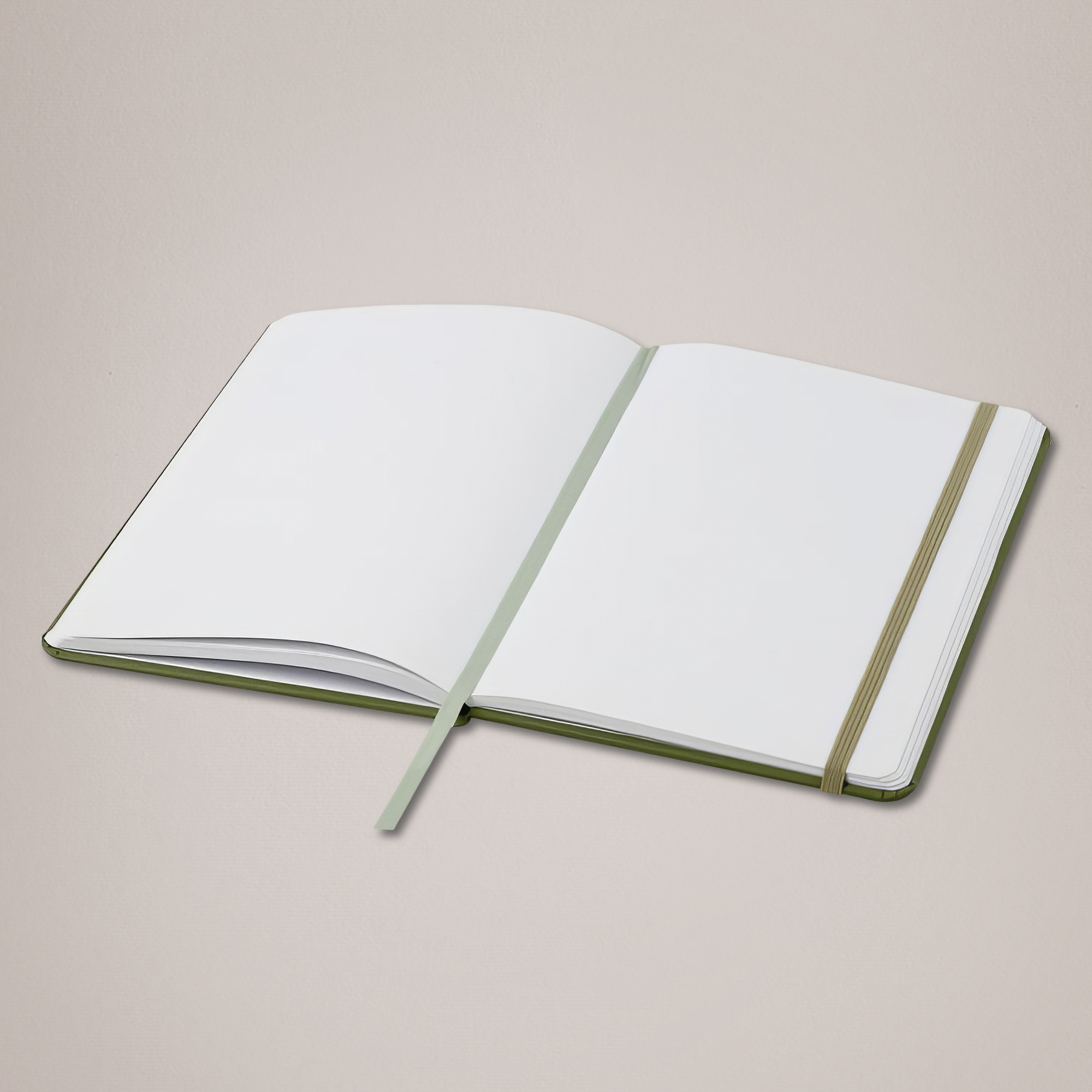 Forest Green Blank A5 Custom Notebook - Open 