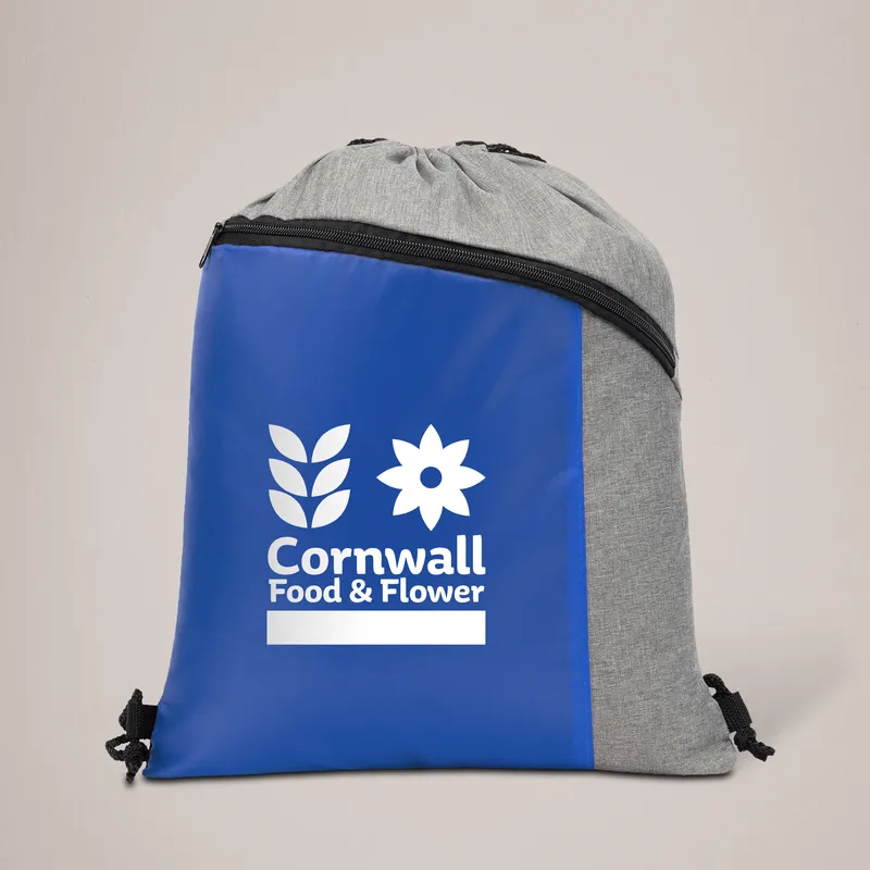 Custom drawstring bag with zip