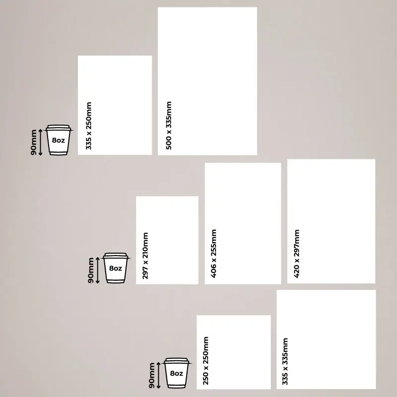 Greaseproof Size Comparison Chart 