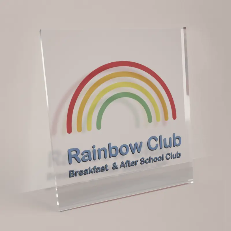 Clear acrylic sign (Plexiglas®)