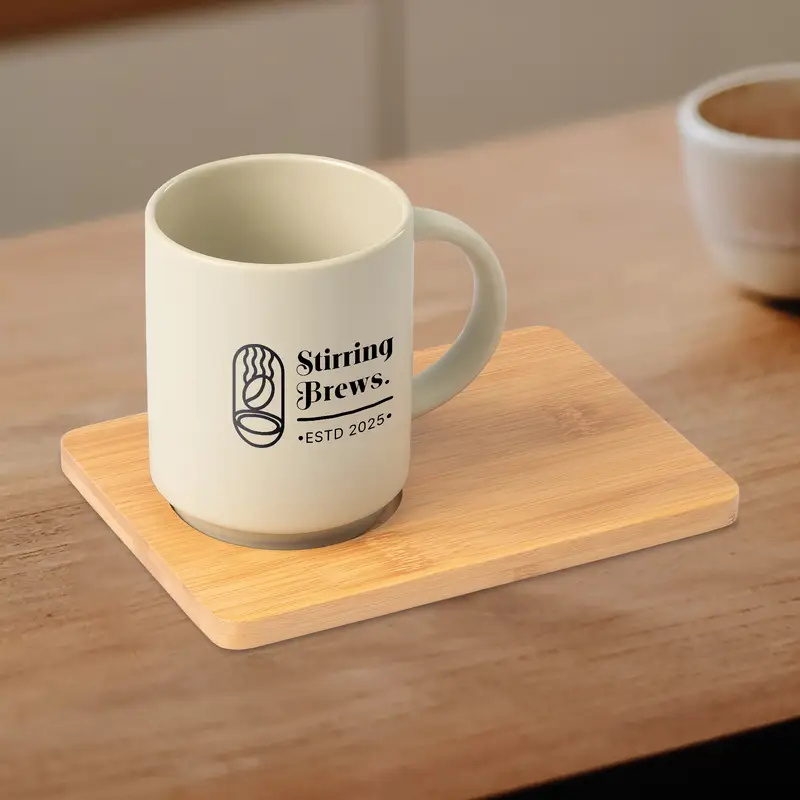 Printed Ceramic Mug & Bamboo Board 