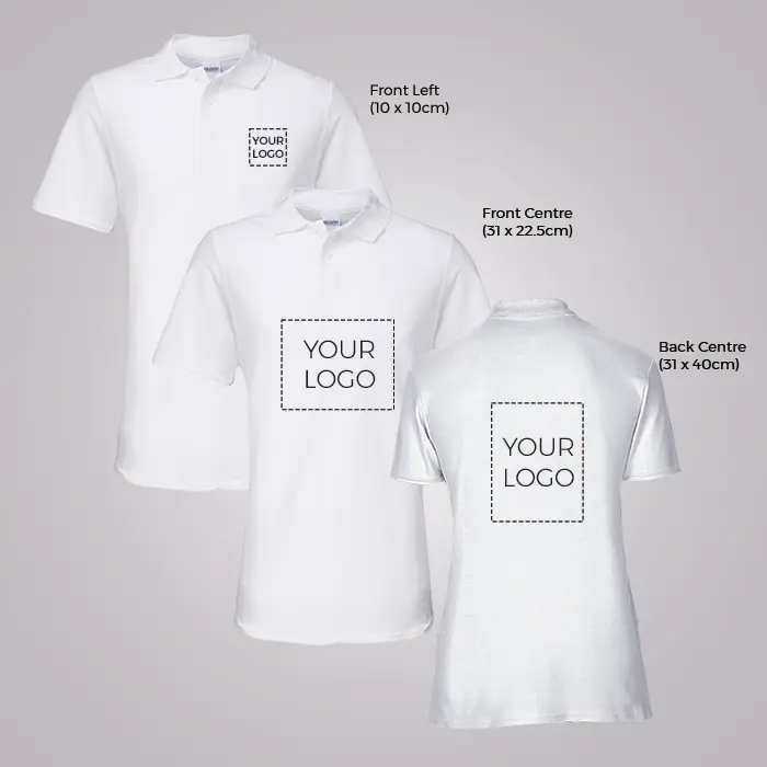 Print Area For Personalised Polo Shirts