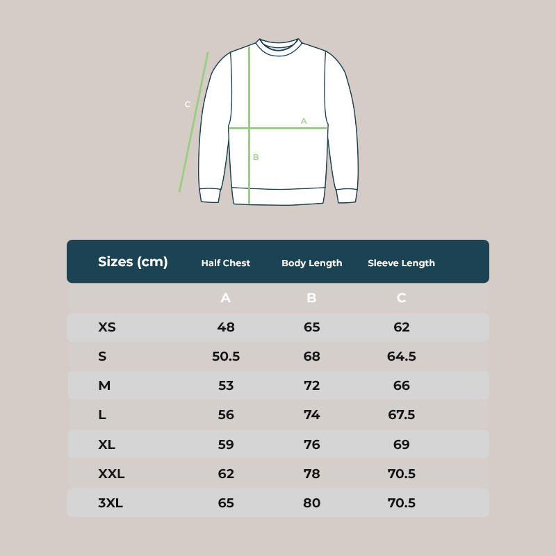 Stanley/Stella Sweatshirt Size Guide