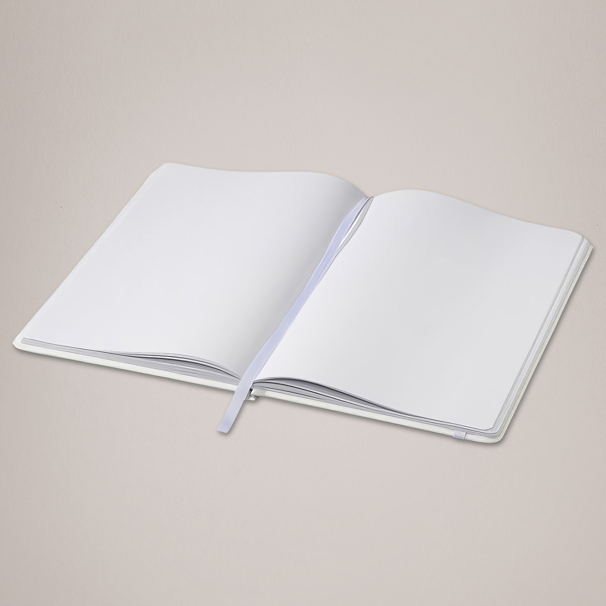 Blank Page A5 Writing Notebook in White - Open