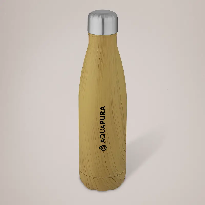 Cove 500ml Vacuum Insulated Stainless Steel Bottle with Wood Print
