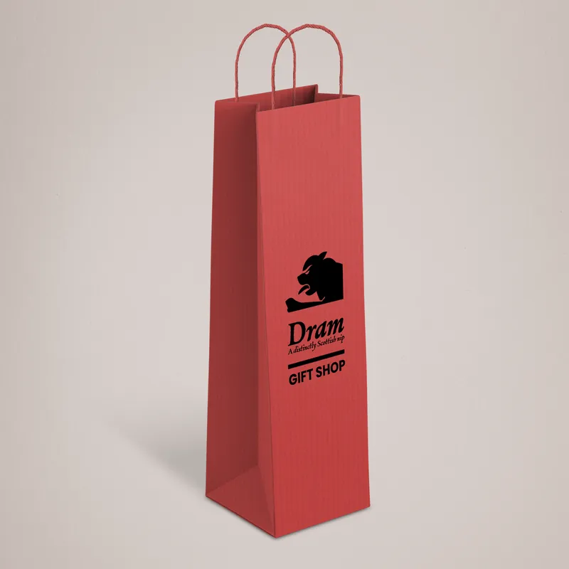 Red Wine Bottle Bag With Red Handles 

