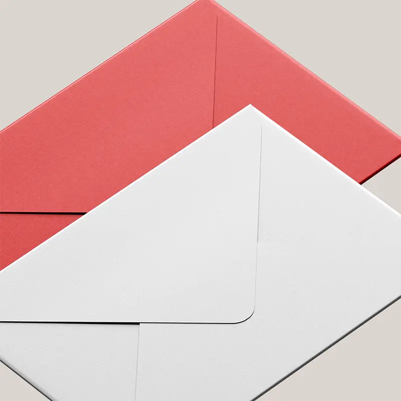 Cards come with white or red envelopes