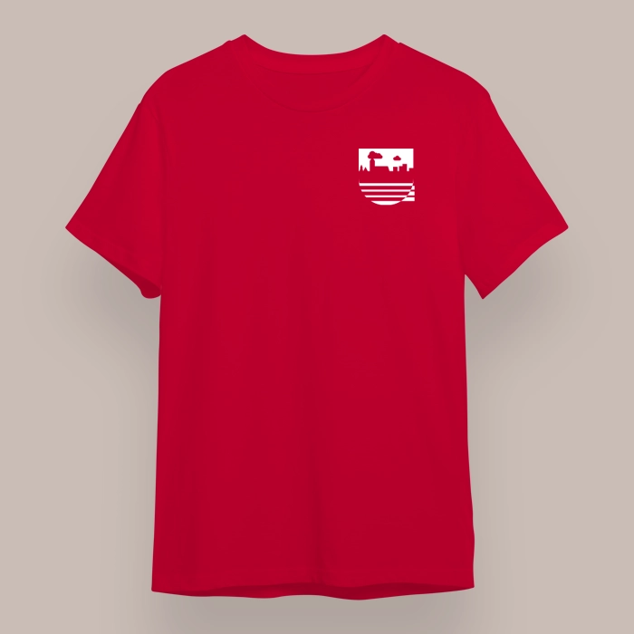 Red Gildan T-Shirt | Front Left Printed T-Shirt