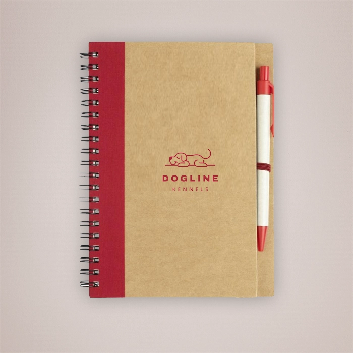 Red Priestly recycled notebook with pen 