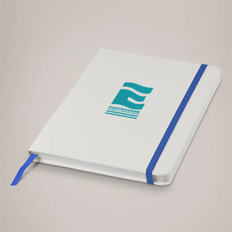 White notebooks with colour strap - blue