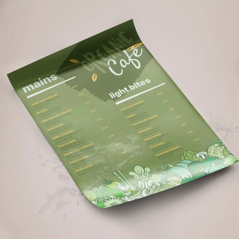 Waterproof Menus