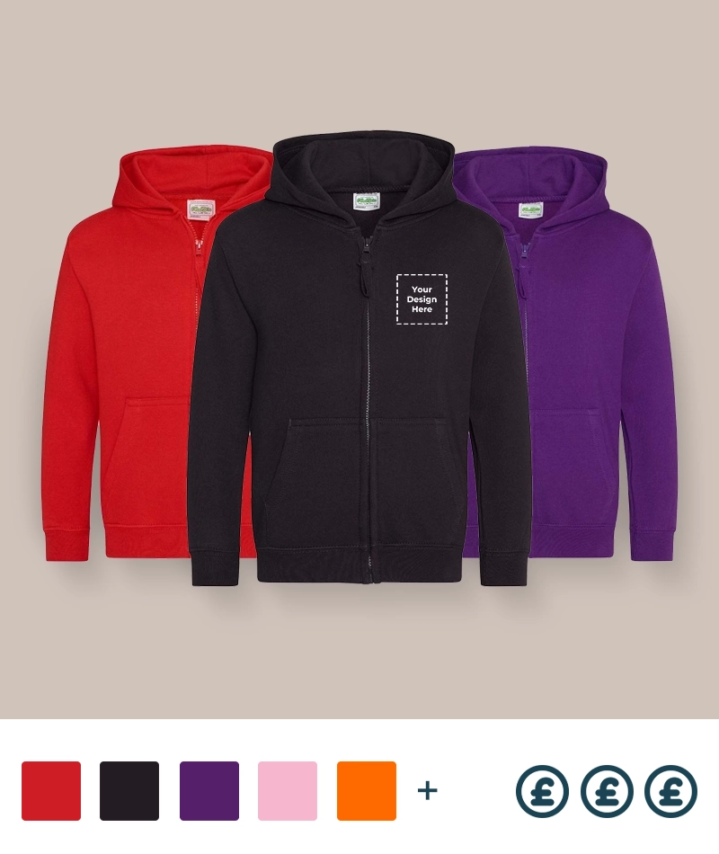 Kids Printed Zipped Hoodies