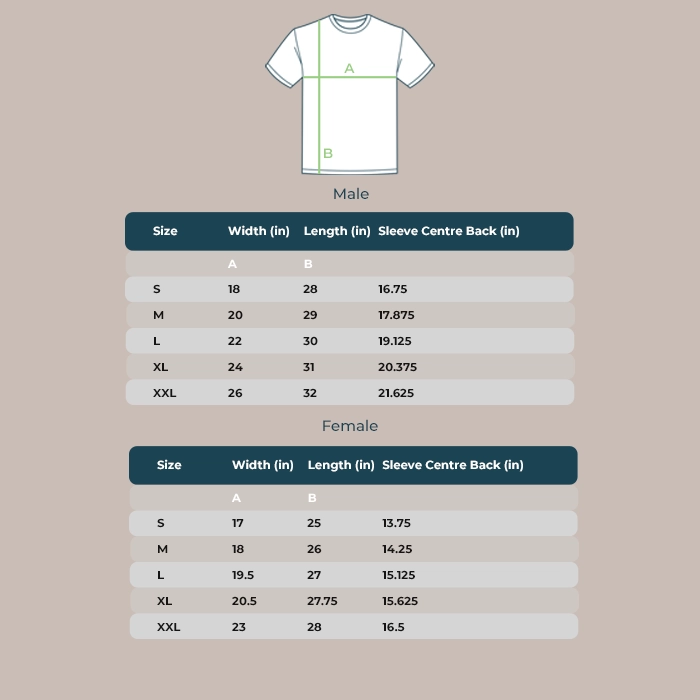 Printed T Shirt Size Guide