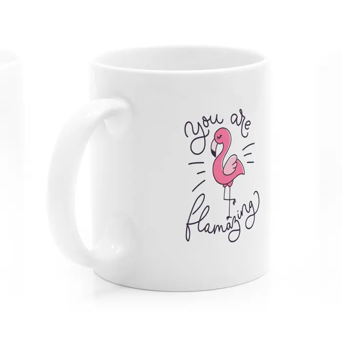 Coffee Mug With Design Printed Ceramic 11oz Flamingo Design Mug White 