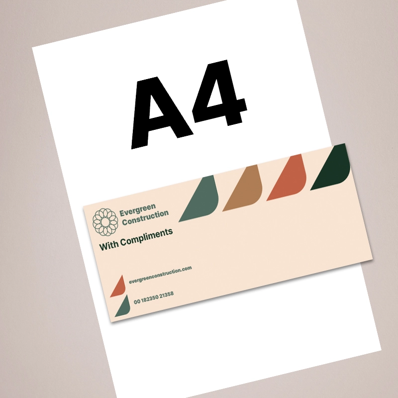 DL Compliment Slip Shown with A4