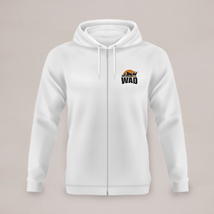 Printed White Zipped Hoodie