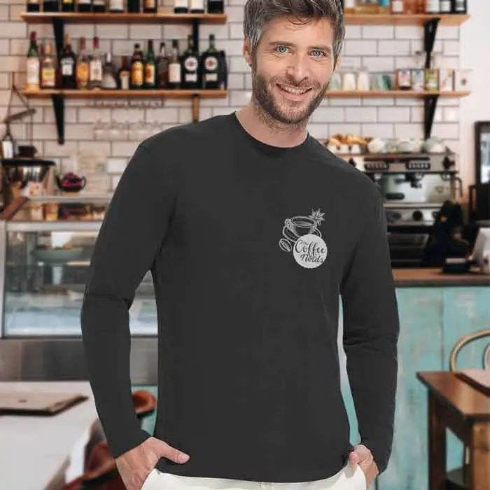 Black Long Sleeve T-Shirt with front left print