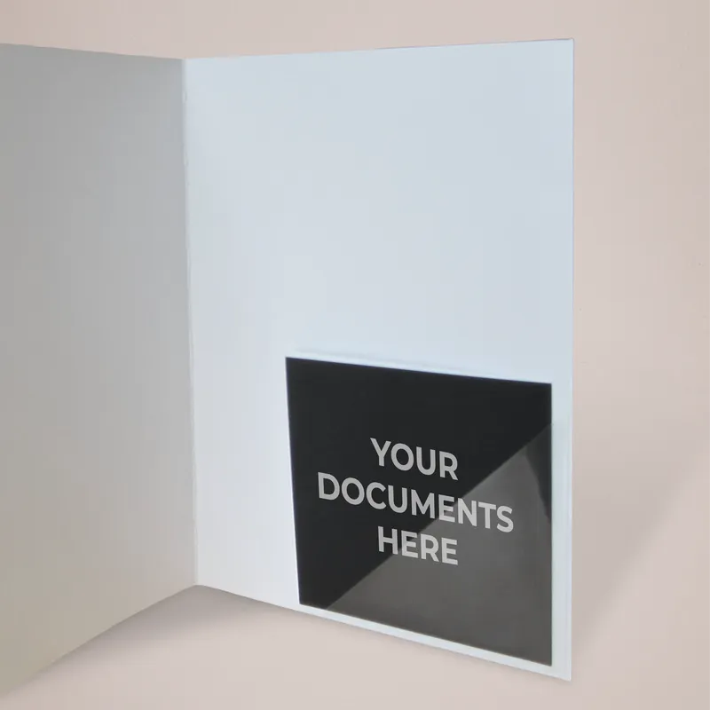 Affordable Custom Presentation Folders - Triangular Plastic Pockets 